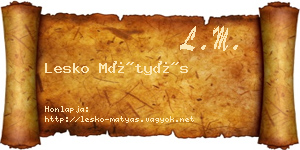 Lesko Mátyás névjegykártya